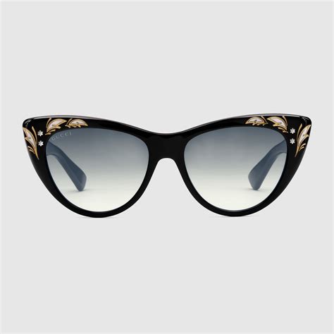 gucci squared cat eye sunglasses black blue|cat eye gucci sunglasses women's.